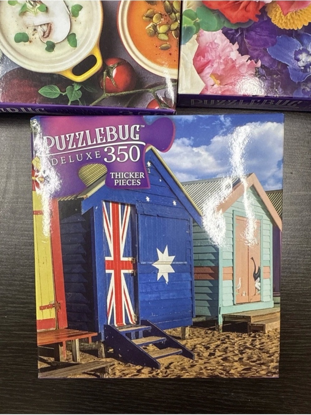 Deluxe 350-Piece Jigsaw Puzzle - Blue Beach Huts - Picture 3 of 7